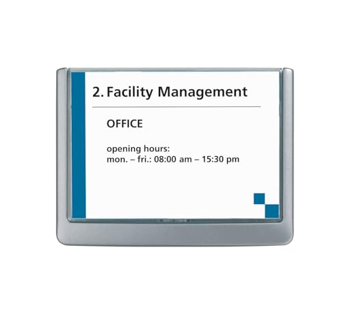Durable Click Information Sign 149 x 105.5 mm Graphite | Door and Wall Sign | Includes Fittings | Ideal for Offices, Hotels, Public Buildings, etc.