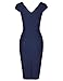 MUXXN Womens Elegant V Neck Sleeveless Wear to Work Office Pencil Dress (Blue M)