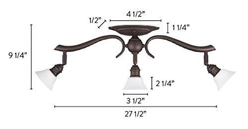 Canarm IT217A03ORB10 Addison 3-Light Dropped Track Lighting with Flat Opal Glass Shades, Oil Rubbed Bronze