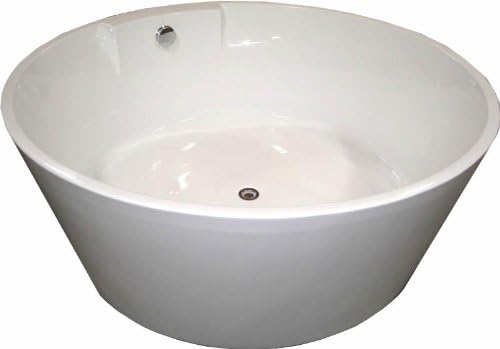 Bathtub Soaking 5' Round Japanese Style Stand-Alone White Tub with Floor Faucet - Lucite Acrylic 57" Dia x 23"H Model SD061D-Tub-Wh