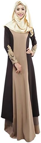 Sunyastor Muslim Dresses for Women Summer Splicing Kaftan Abaya Maxi Dress Lace Trim Swing Islamic Dubai Caftan Dress