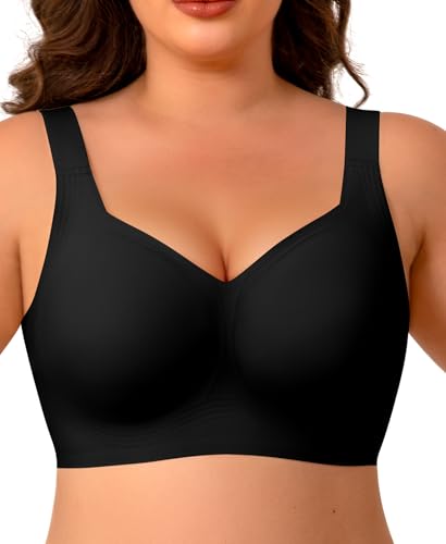 Ganado Women's Wireless Bras Wide Strap Bra Push up Padded Basic Seamless Bralette