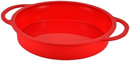 Sturdy Handle Round Cake Pan for Baking - Nonstick Easy Release 9 inch Cake Pans for Wedding, Birthday, Layer, Tier or Sheet Cakes - Dishwasher Safe European Silicone Bakeware (vs Aluminium Pan Set)