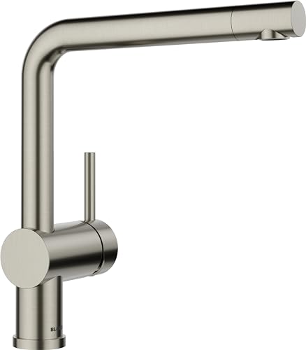 BLANCO LINUS | Küchenarmatur in satin platinum | Hochdruck | Rückflussverhinderer | Keramik Kartusche | Gesicherte Wasserqualität & wassersparend | [11x26,6x28,2 cm]