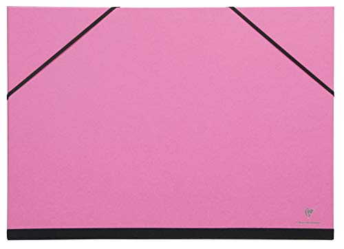Clairefontaine - Ref 144806C - Art Folder with Elastic Straps Closure - Fuchsia Colour - Customisable Vellum Card Surface, Suitable for 24 x 32cm Sized Documents