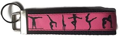 Tickled Pink Boutique Gymnastics Wristlet Keychain Fob Pink