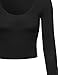 Basic Every Day Scoop Neck Long Sleeve Crop Top Black L