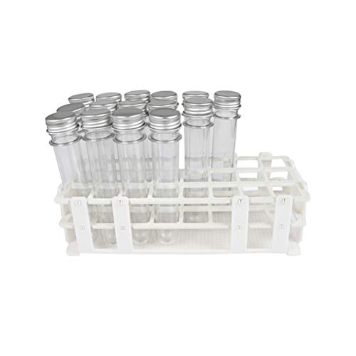 FOCCTS 15 Pack Test Tubes with Rack - 40ml Clear Plastic Test Tube Gumball Candy Tube Plastic Vials with Caps 25x140mm - 24 Holes Detachable Test Tube Rack Holder for 25mm Tubes - Thumbnail 7