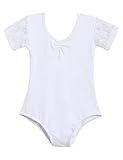 Arshiner Kids Girl O-Neck Short Sleeve Ballet Dance Leotard Lace Dancewear