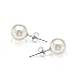 PAVOI Handpicked AAA+ 14K White Gold Plated Sterling Silver Round White Freshwater Cultured Pearl Earrings | Pearl Earrings for Women - 6mm