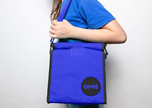 OmieBox Lunch Bag - Washable Velcro Rolltop Reusable Nylon Lunch Tote with Adjustable Strap - 14.5 x 9 Inches (Blue) - Thumbnail 4