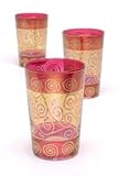Moroccan Tea Glasses, Smara Gold Red