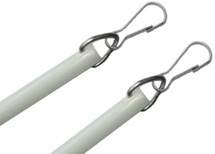 36" Fiberglass Drapery Baton Curtain Wands with Stainless Steel Snap Hook - Our Strongest! (2-Pack)