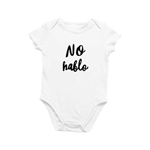 Onesie Organic Baby One Piece Short Sleeve Spanish Funny Witty Trendy Minimal Bodysuit 0-12 Months - No Hablo (9-12 Months) White