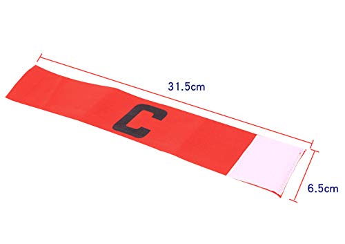 MioCloth Soccer Captain Badge Armband Football Basketball Team Sport Adult Youth Adjustable College School Athletic Player Arm Bands Sleeve Accessory Red