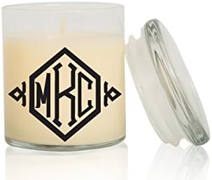 MONOGRAM CANDLE | Font: Diamond | Large Creme Brulee/Vanilla Scented Candle | Hand Poured, Handcrafted, Highly Fragrant | Personalized Gifts