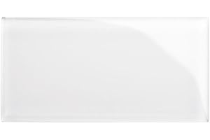 Giorbello Glass Subway Backsplash Tile, 3x6, Alabaster, Sample Tile (1 Piece)