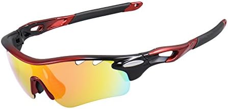 KuKoTi Polarized Sports Sunglasses Outdoor Cycling Sun Glasses with 5 Interchangeable Lenes for Men Women Golf Fishing Running Baseball