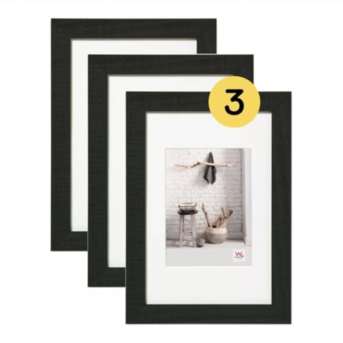 walther design Home HO030B3 Wooden Picture Frames, 20 x 30 cm, Black, Pack of 3