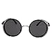 Sunclassy Metal Frame Side Shield Oval 52mm Hipster Round Sunglasses Vintage Retro Steampunk Gothic Hippie Circle Retro (Black, Black)