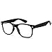 Online-Welcome OWL - Non Prescription Glasses - Clear Lens Black Frame - UV Protection (1 Pair)