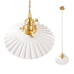 Shenmoyl Pendant Light with White Pleated Ceramic