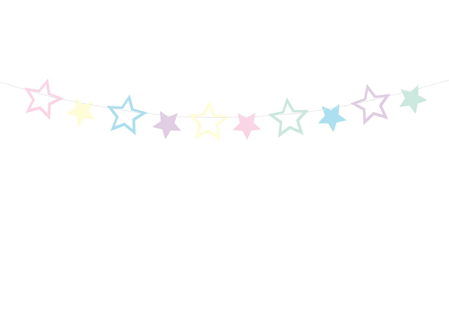 PartyDeco Bunting Garland Stars Pastel Colours, Multicolour