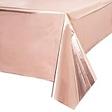 Blue Panda Rose Gold Plastic Rectangle Party Table Cloth Cover (3 Pack)