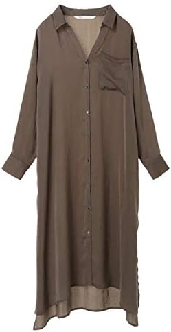 Amazon イェッカヴェッカ Yecca Vecca P サテンシャツワンピース チャコールグレー F ワンピース チュニック 通販