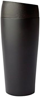 Travel Coffee Mug Spill Proof Push Button Top Double Walled In Matte Black, 15 Ounce