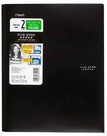 Five Star Plastic Folder with Prongs 2 Pockets (BLACK)