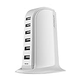 Atrico Rapid-Charging 6-Port Desktop USB Hub/Charging Station with Smart IC Technology for Apple iOS, Android & Virtually all Other USB Compatible Devices - White