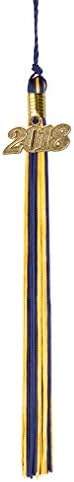 GraduationRoyal Two-Colored Graduation Tassel (9-inch) with Gold 2018 Year Charm (Navy&Gold)