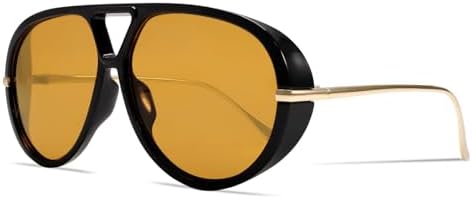 Retro Oversized Aviator Sunglasses with Gold Metal Frame UV Protection GUVIVI Retro Gold Aviator Sunglasses for Women Men, 2025  main image 2
