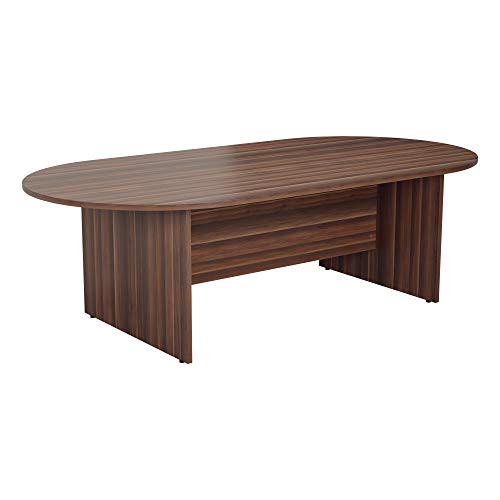 Office Hippo - Large Boardroom Table 180x100x73cm Modern Dark Walnut Radial D-End Table For Commercial Office Meeting Room. Sturdy Build, FSC Certified With Heat And Stain Resistant Table Top