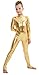 Kepblom Girls Shiny Metallic Mock Neck Unitard Long Sleeve Zipper Back One Piece Bodysuit Costume