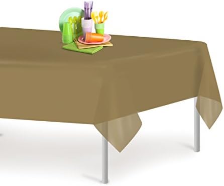 Gold 12 Pack Premium Disposable Plastic Tablecloth 54 Inch. x 108 Inch. Decorative Rectangle Table Cover By Grandipity