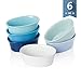 Sweese 506.003 Porcelain Ramekins 6 Ounce Souffle Dishes, Oval Ramekins for Baking, Set of 6, Cool Assorted Color