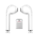 Bluetooth Headphones, Wireless In-Ear Earphones V4.2 Gym & Sport Earbuds Sweat-Proof Headsets for IOS Android (HiFi Stereo, Noise Cancelling, Hands- Free Call, 6 Hrs Playtime, 12M Range) -White