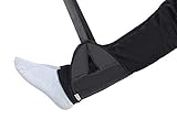 Foot Rest - Portable Travel Footrest for Airplane Ergonomic Adjustable Height Foot Hammock Cushion to Relieve Knee Pain Flight Under Desk for Car Home Office Foldable Footstool with Sleep Mask (Black)