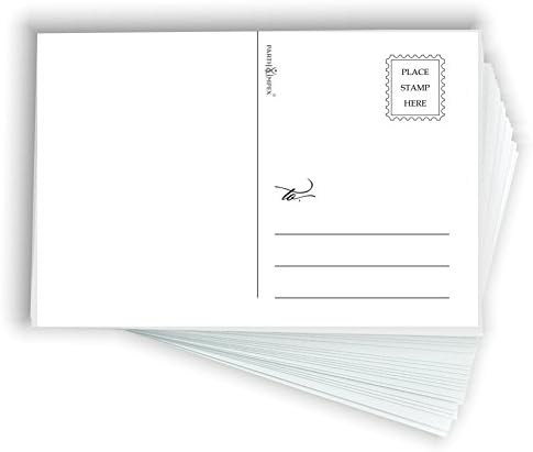 PARTH IMPEX Blank Mailable Postcards 4"x6" (Pack of 100) Heavy Duty 14PT Glossy Smooth Cardstock with Mailing Side Plain White