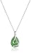 Amazon Collection Rhodium-Plated Sterling Silver Green Jade Pear-Shape Pendant Necklace, 18