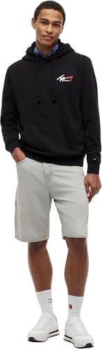 Uomo Felpa con Cappuccio Entry Sign con Tasca a Marsupio, Nero (Black), M