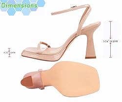 Reitoye Nude Heels for Women Ankle Strap Platform