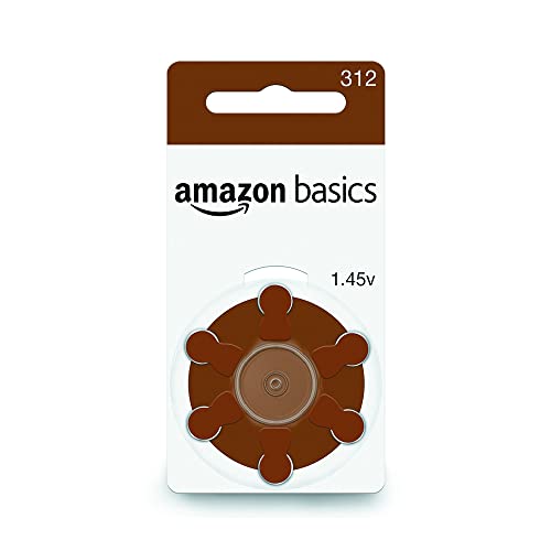 Amazon Basics 60Pack Hearing Aid Size 312 ZincAir Batteries, 1.45