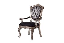 ACME Furniture 60543 Chantelle Arm Chair Set of 2, Antique Platinum/Silver Gray Silk-Like Fabric
