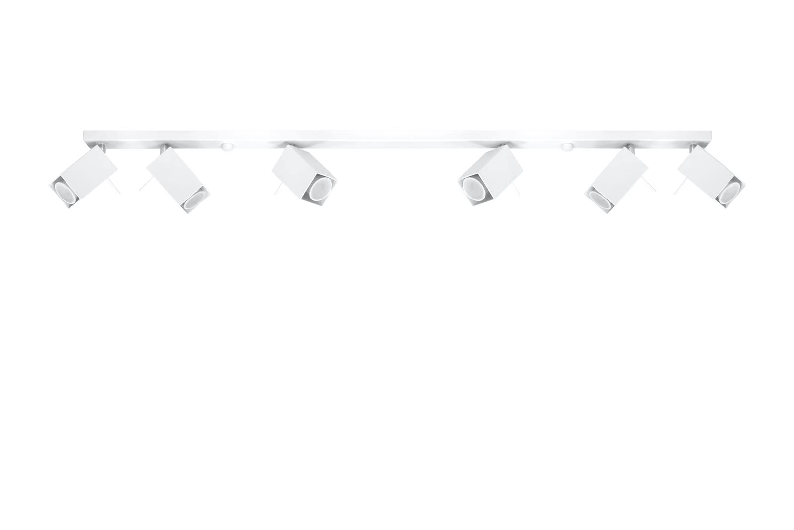 SOLLUX lighting Merida 6L Plafond Minimalist Ceiling Light, Movable Umbrella Holder, Replaceable GU10 Bulb, 6 x 40 W, 6 x 12 W LED, Powder-Coated Steel, White, 118 x 6 x 16 cm