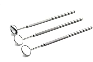 Anti-Fog Dental Mirror for Teeth Cleaning Inspection | Dental Pick Tooth Mirror #5 | Stainless Steel Dentist Mirror with Handle 6.5'' | AR MEDICAL EQUIPMENTS (Pack of 3), Silver