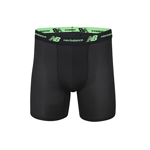 New Balance Men's Standard Mesh 5" with Fly Boxer Brief (4Pack), Black
