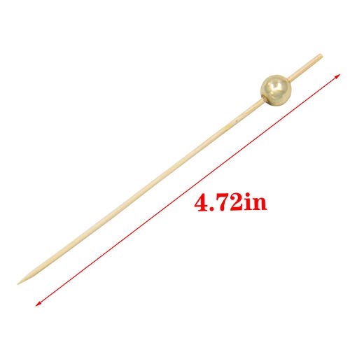 YAVO-EU 200 Cocktail Stick Cocktailspieße Spieße Holz Zahnstocher Fruchtstangen Bambus Picks Food Sticks 12cm (Goldene… – Bild 3